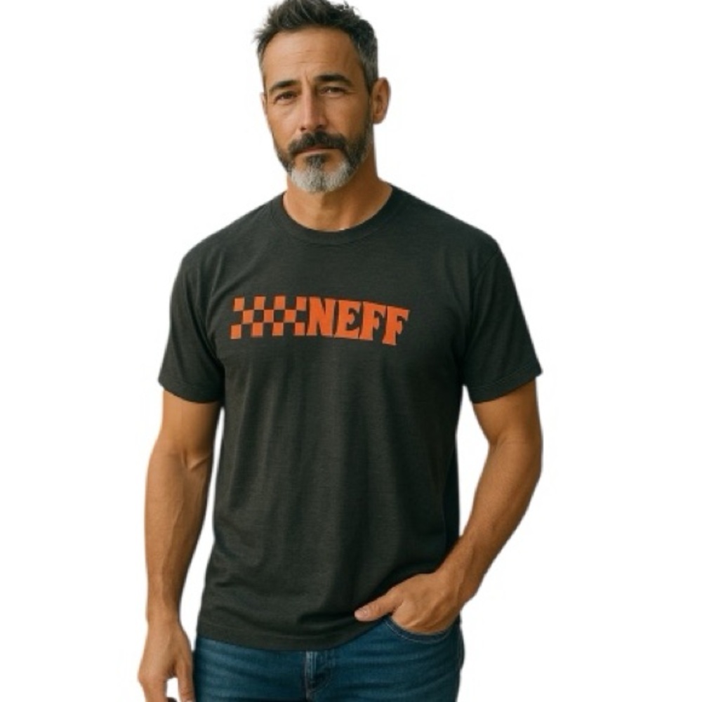 Men's Charcoal Heather NEFF Checkered Graphic Tee T-Shirt NWOT size XXL